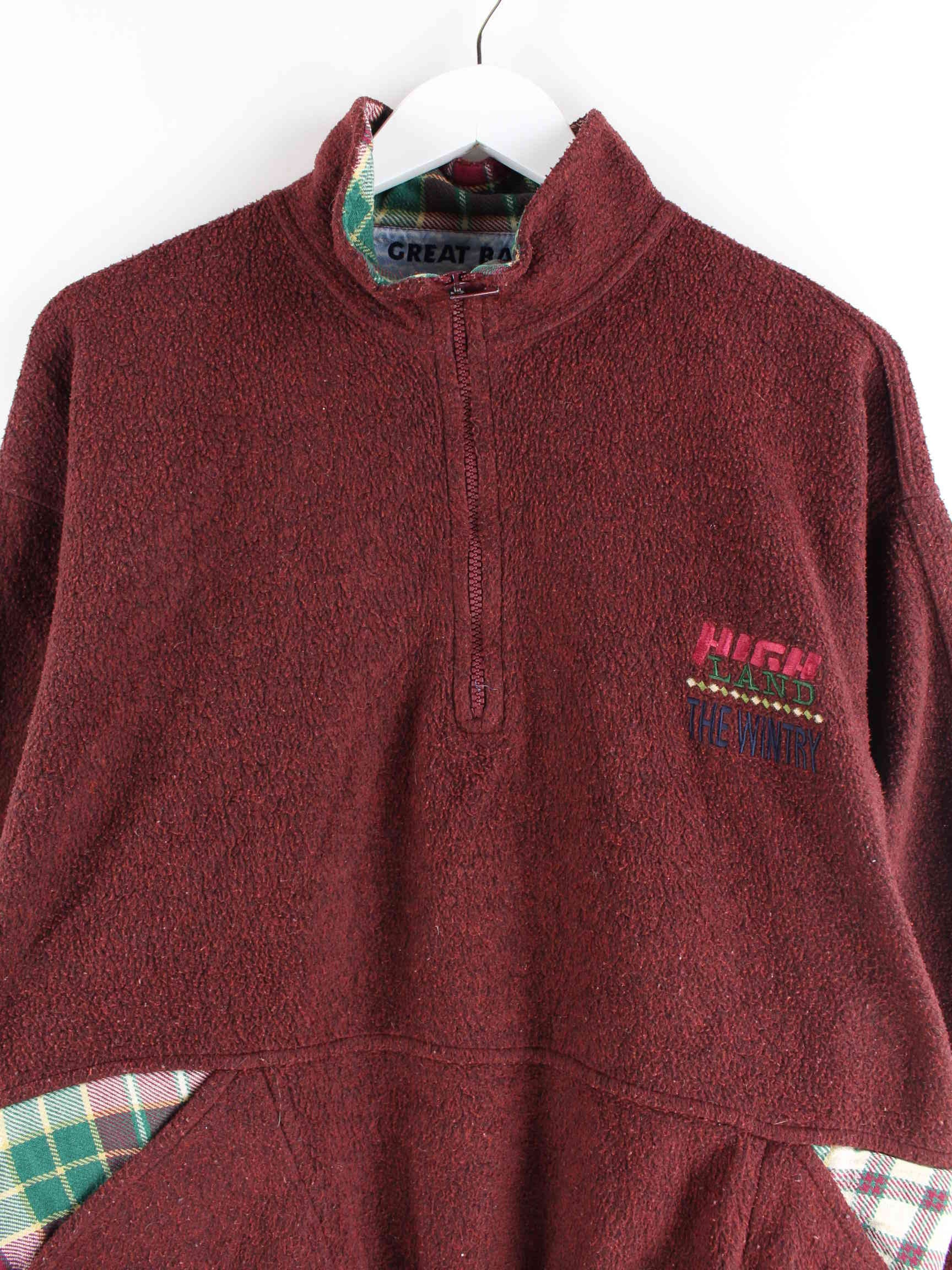 Vintage 90s Fleece Half Zip Sweater Rot S (detail image 1)