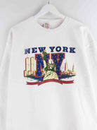 Fruit of the Loom 90s New York Print Heavy Cotton Sweater Weiß L (detail image 1)