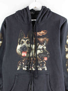 Vintage y2k Dog Print Zip Hoodie Schwarz S (detail image 1)