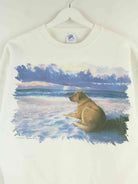 Jerzees 90s Vintage Dog Print Sweater Weiß M (detail image 1)