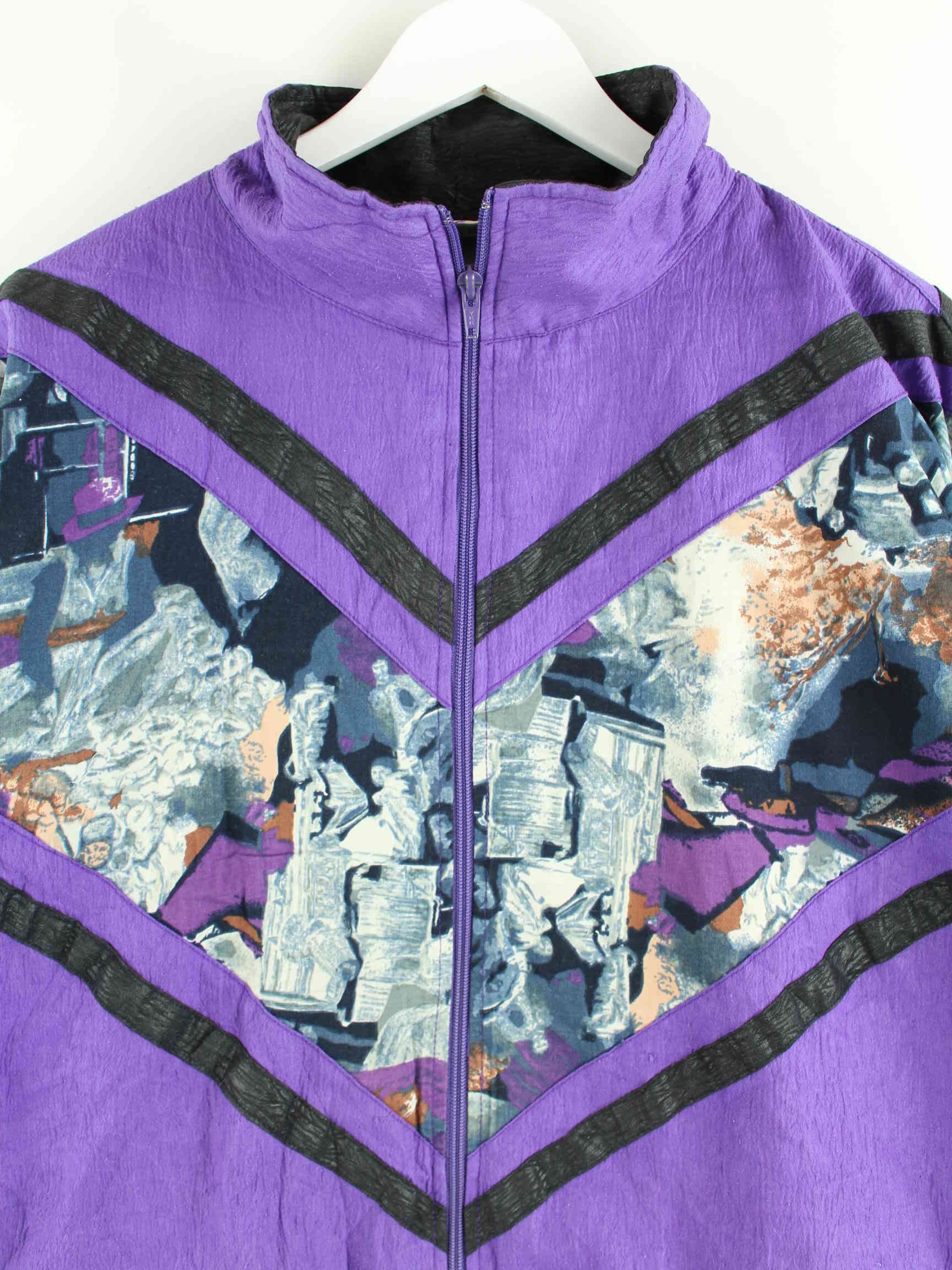 Vintage 80s Crazy Pattern Trainingsjacke Lila L (detail image 1)