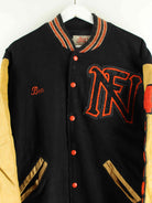 Vintage 80s Vintage Basketball Embroidered Leder College Jacke Schwarz L (detail image 1)