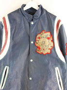 Vintage 80s Leder College Jacke Blau L (detail image 1)