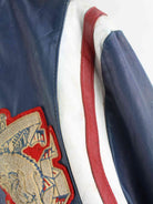 Vintage 80s Leder College Jacke Blau L (detail image 5)