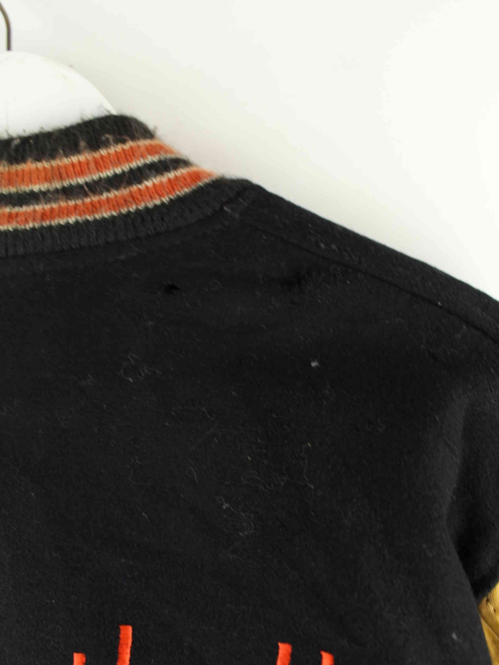 Vintage 80s Vintage Basketball Embroidered Leder College Jacke Schwarz L (detail image 11)