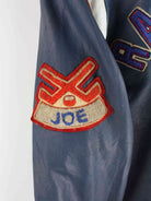 Vintage 80s Leder College Jacke Blau L (detail image 12)