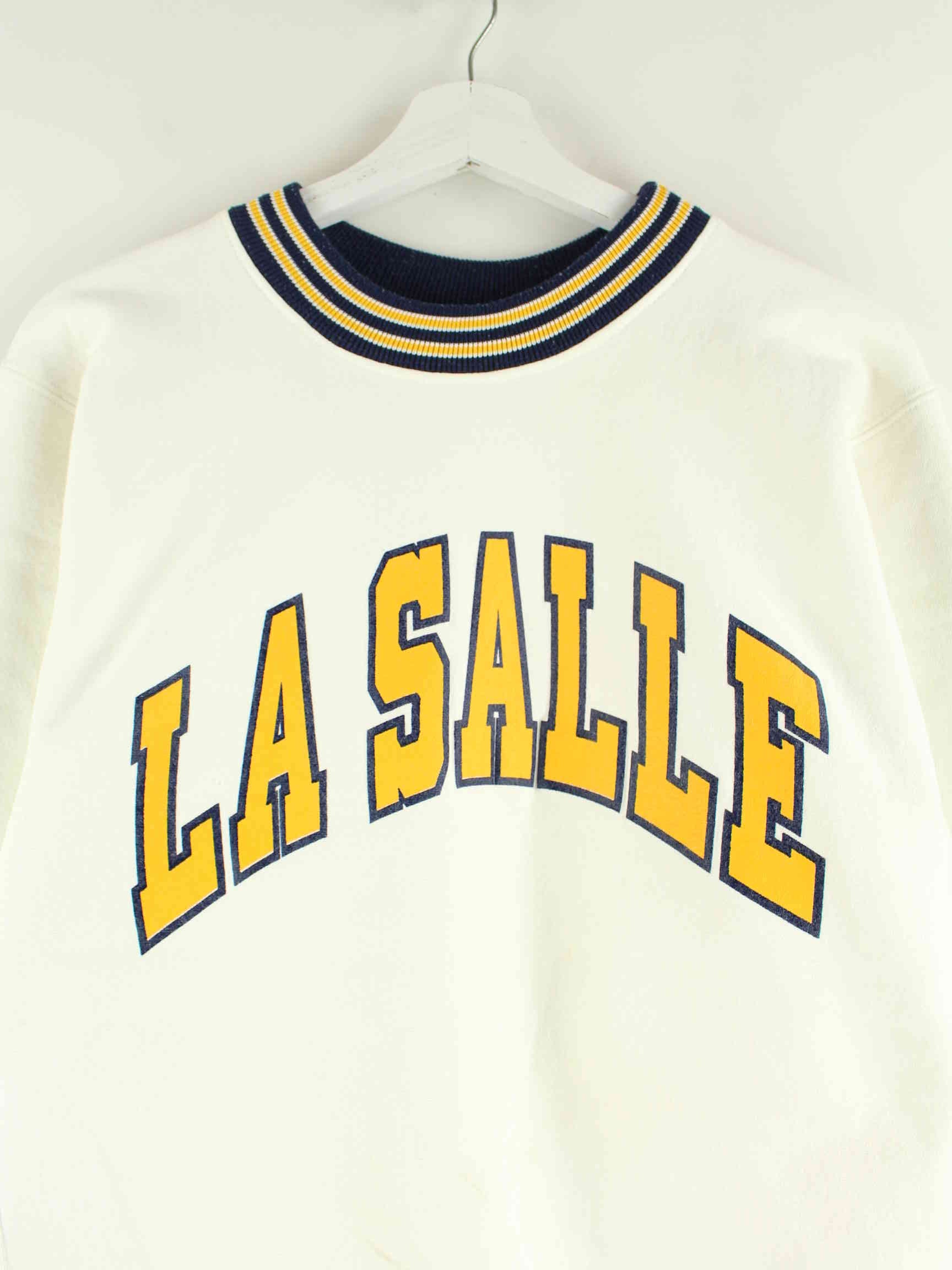 Vintage 80s La Salle Print Heavy Sweater Weiß L (detail image 1)