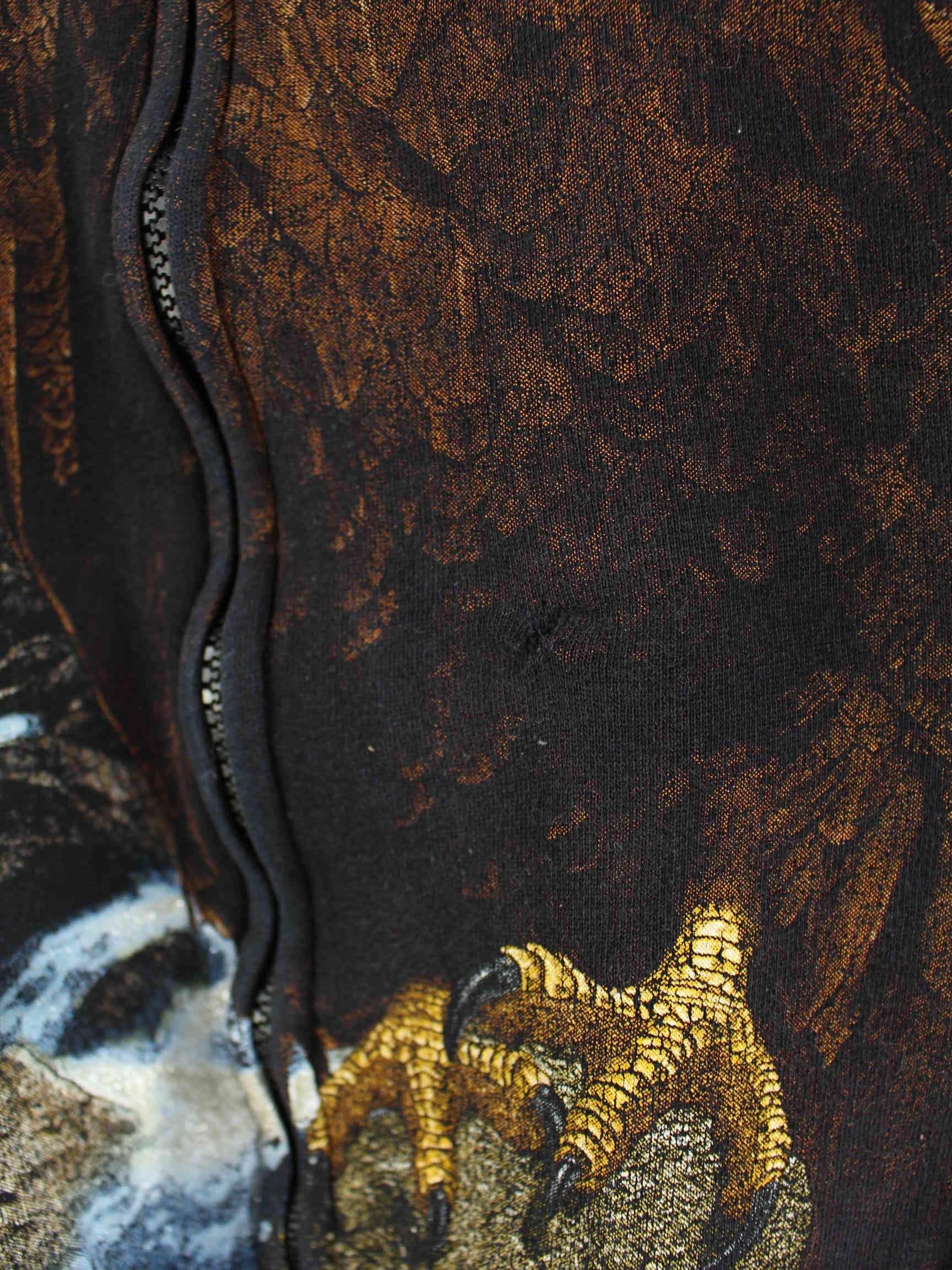 Vintage y2k Eagle Print Zip Hoodie Schwarz L (detail image 2)