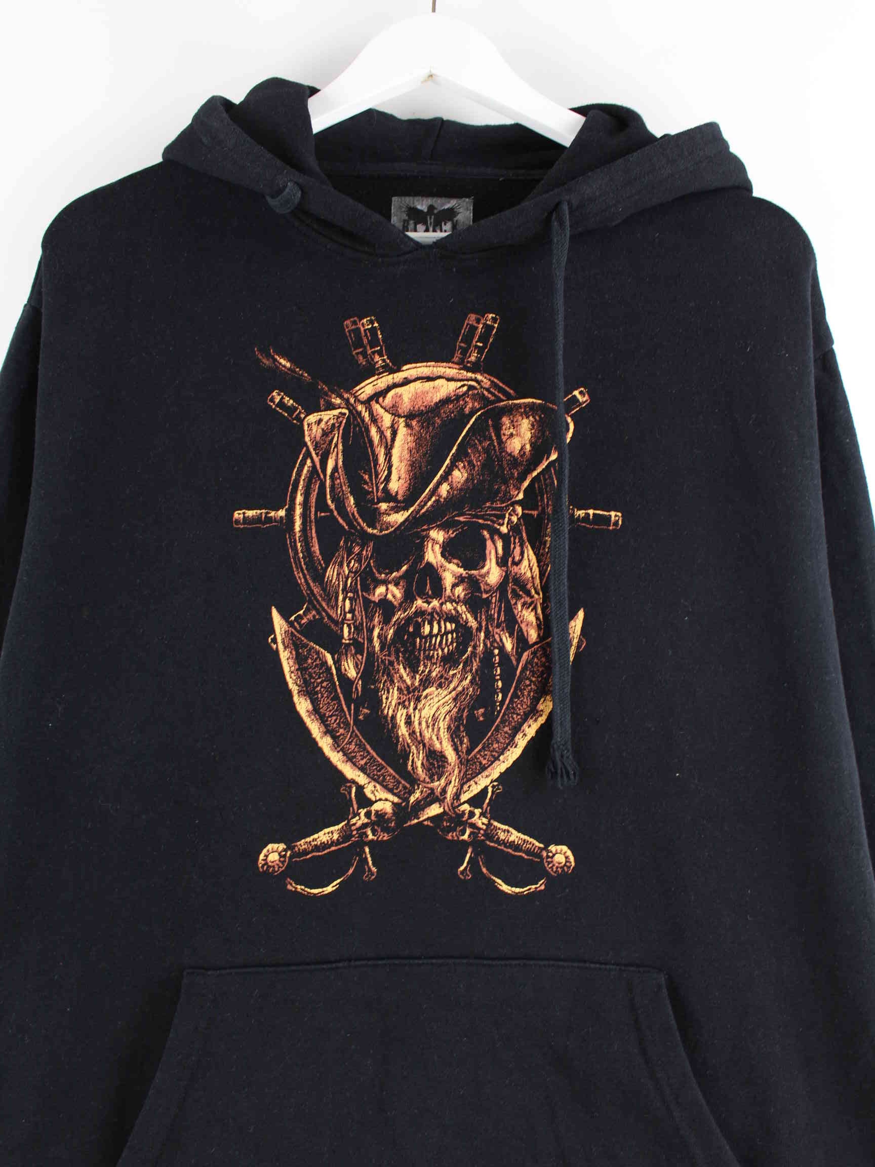 Vintage y2k Pirate Print Hoodie Schwarz XL (detail image 1)