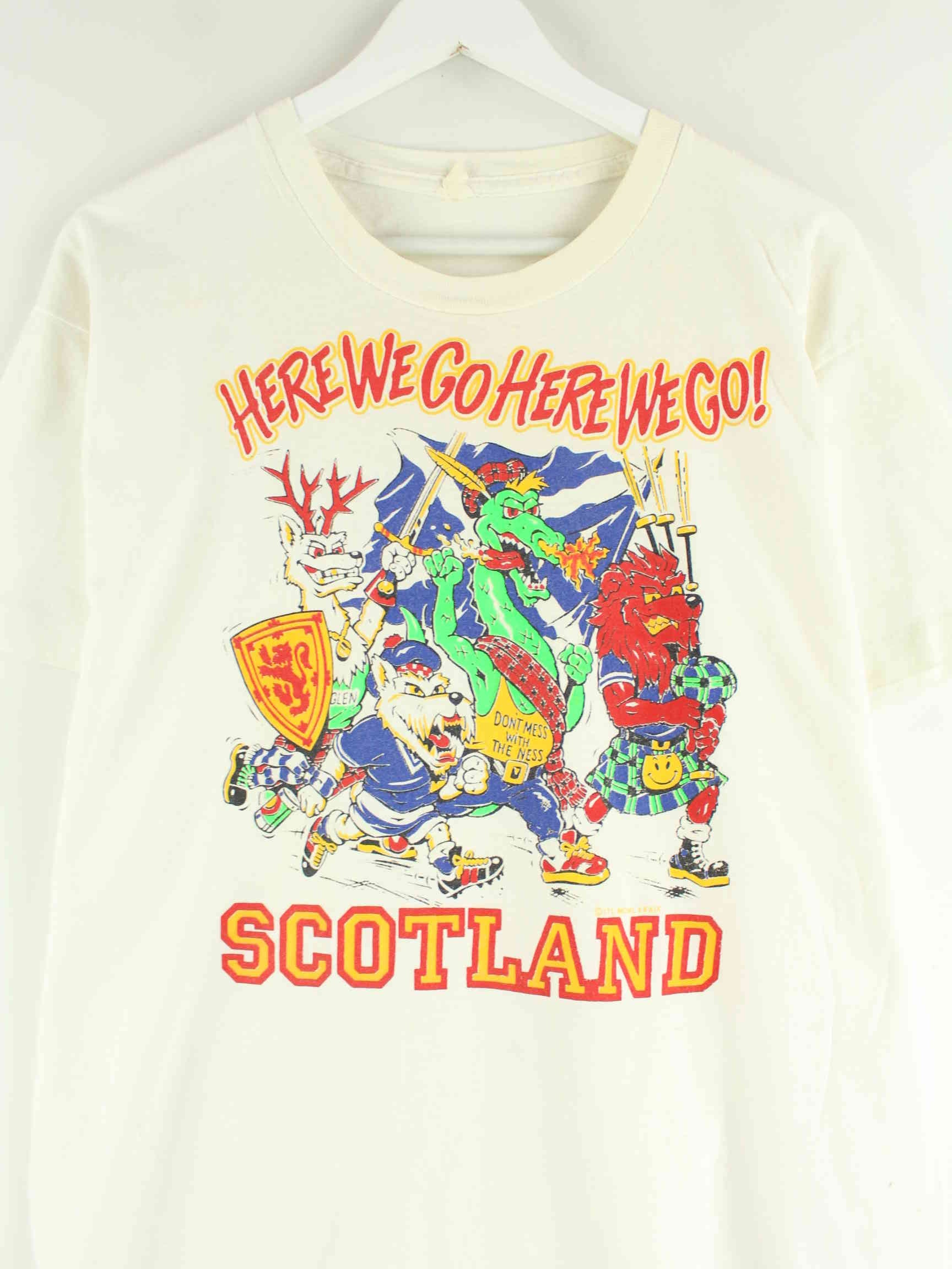 Vintage 90s Vintage Super Scot Print Single Stitched T-Shirt Weiß L (detail image 1)