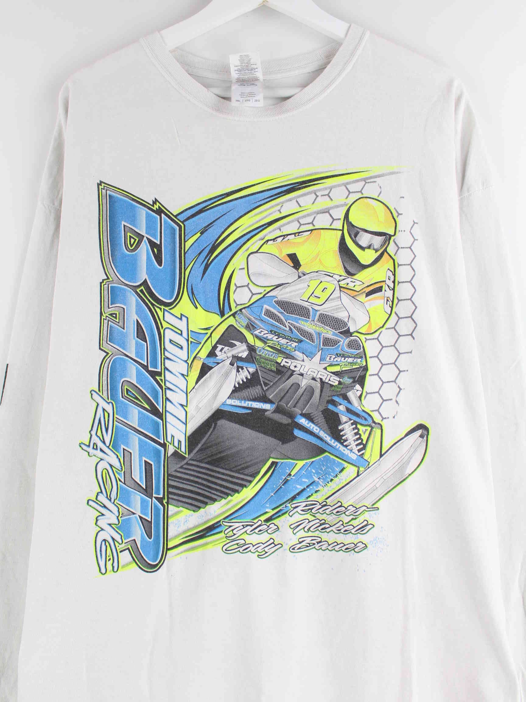 Gildan 90s Vintage Motoracing Print Sweatshirt Weiß XXL (detail image 1)