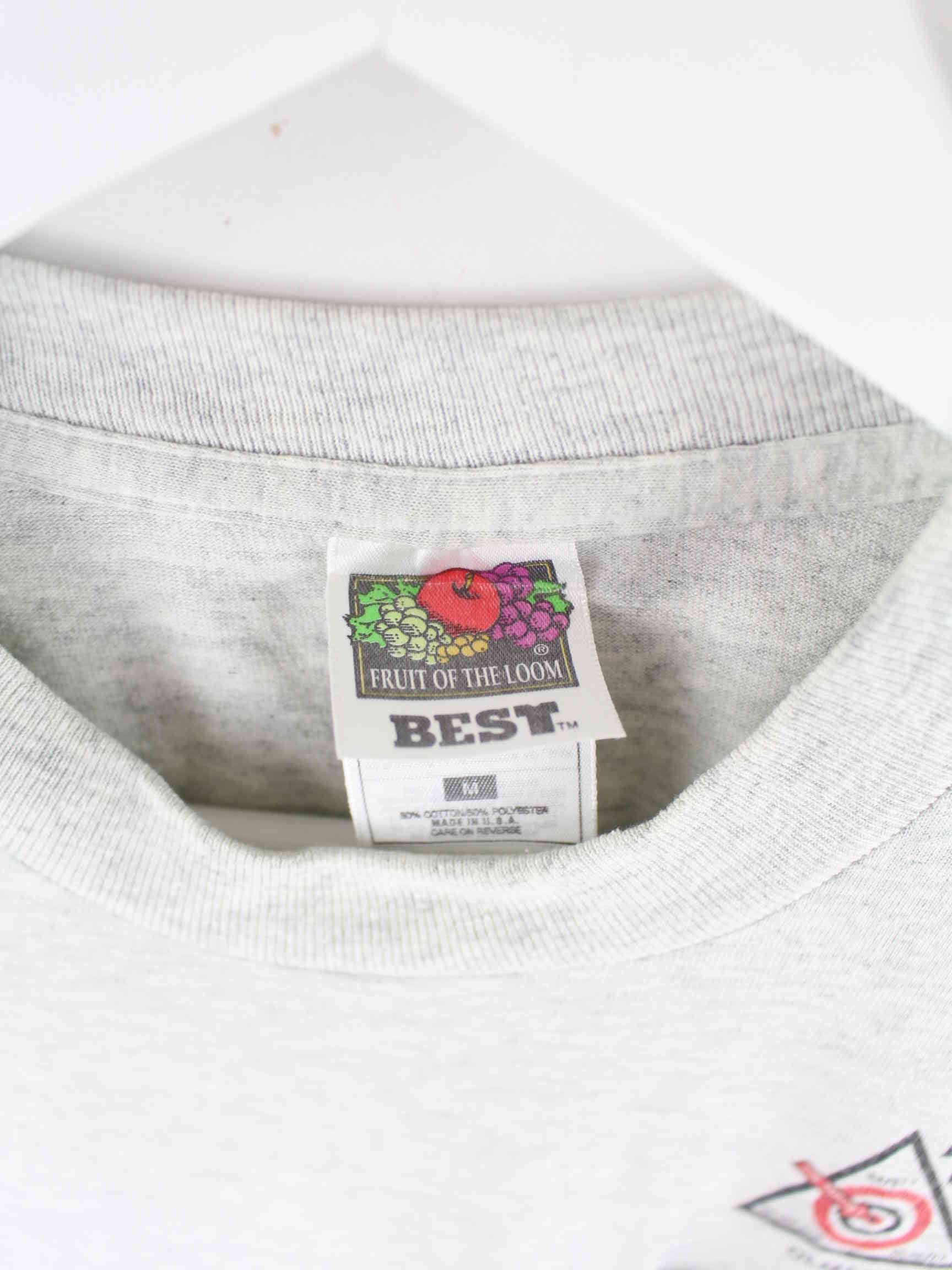 Fruit of the Loom 90s Vintage Safety Print Single Stitch T-Shirt Grau M (detail image 2)