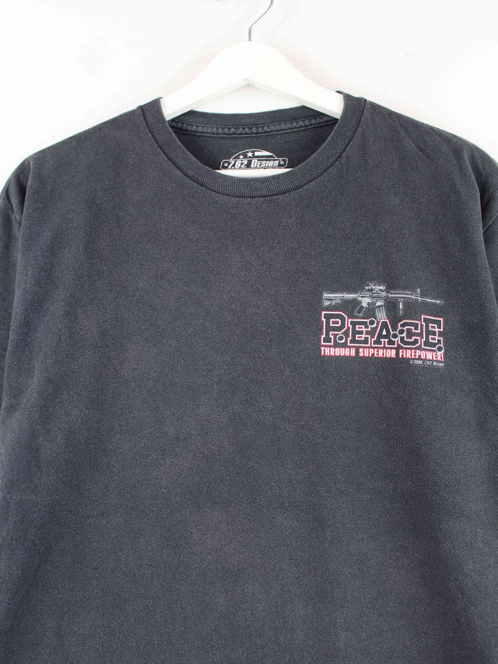 Vintage 2008 Peace Print Faded T-Shirt Schwarz M (detail image 1)