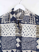 Vintage Damen Crazy Pattern Kurzarm Hemd Mehrfarbig L (detail image 1)