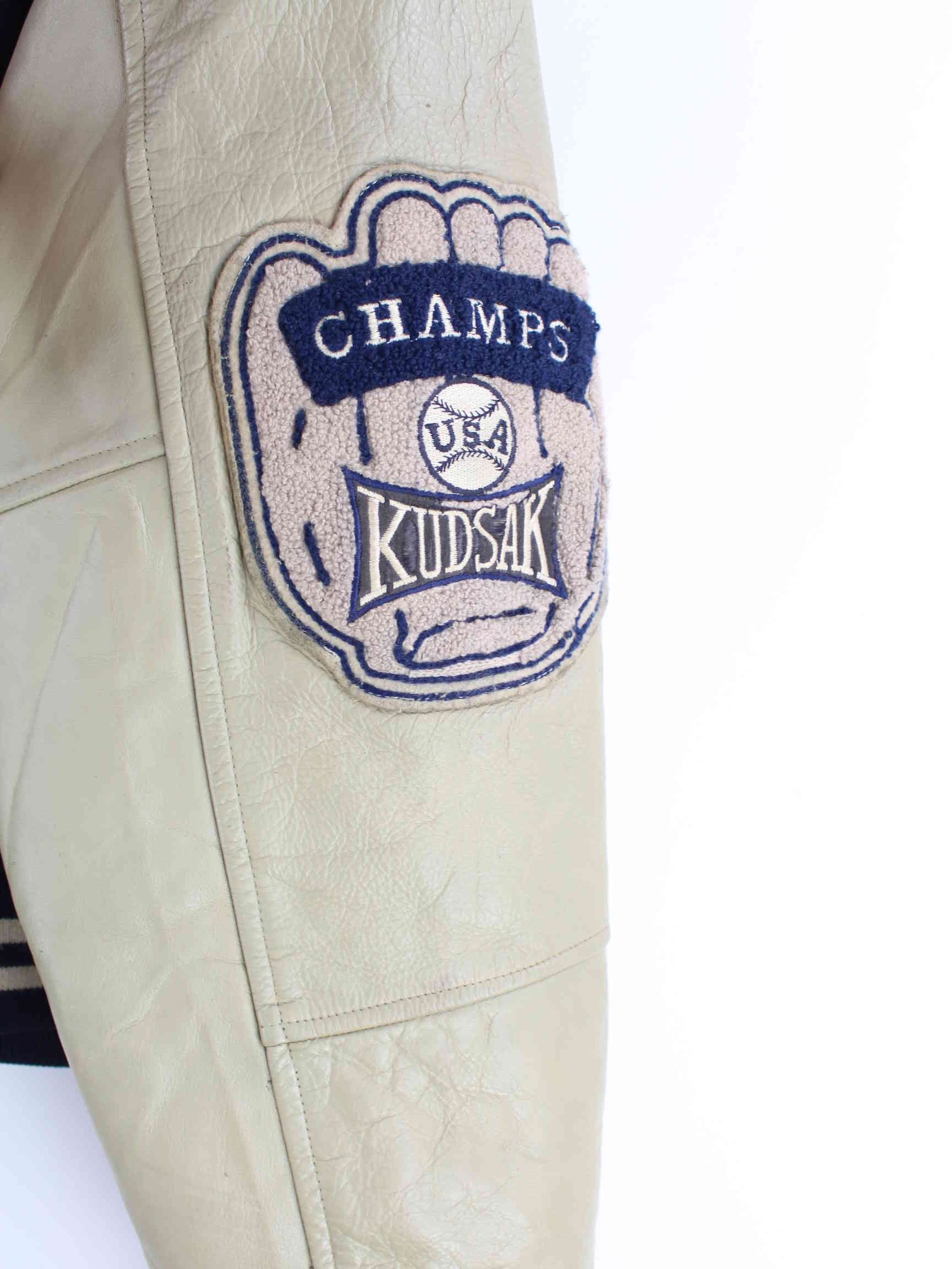 Kudsak Champs Leder College Jacke Blau L (detail image 7)