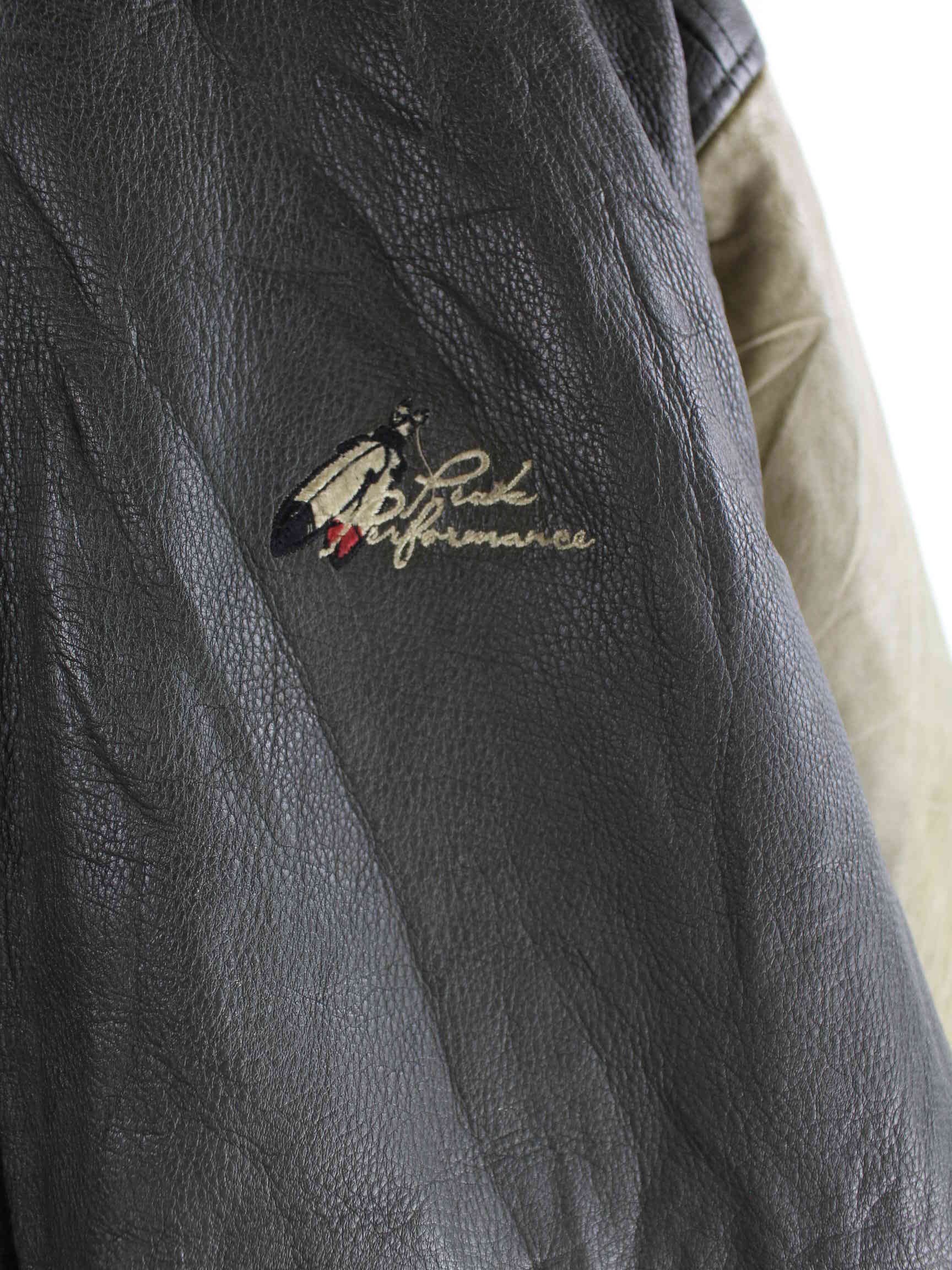 Peak Performance 90s Vintage Leder College Jacke Grau L (detail image 2)