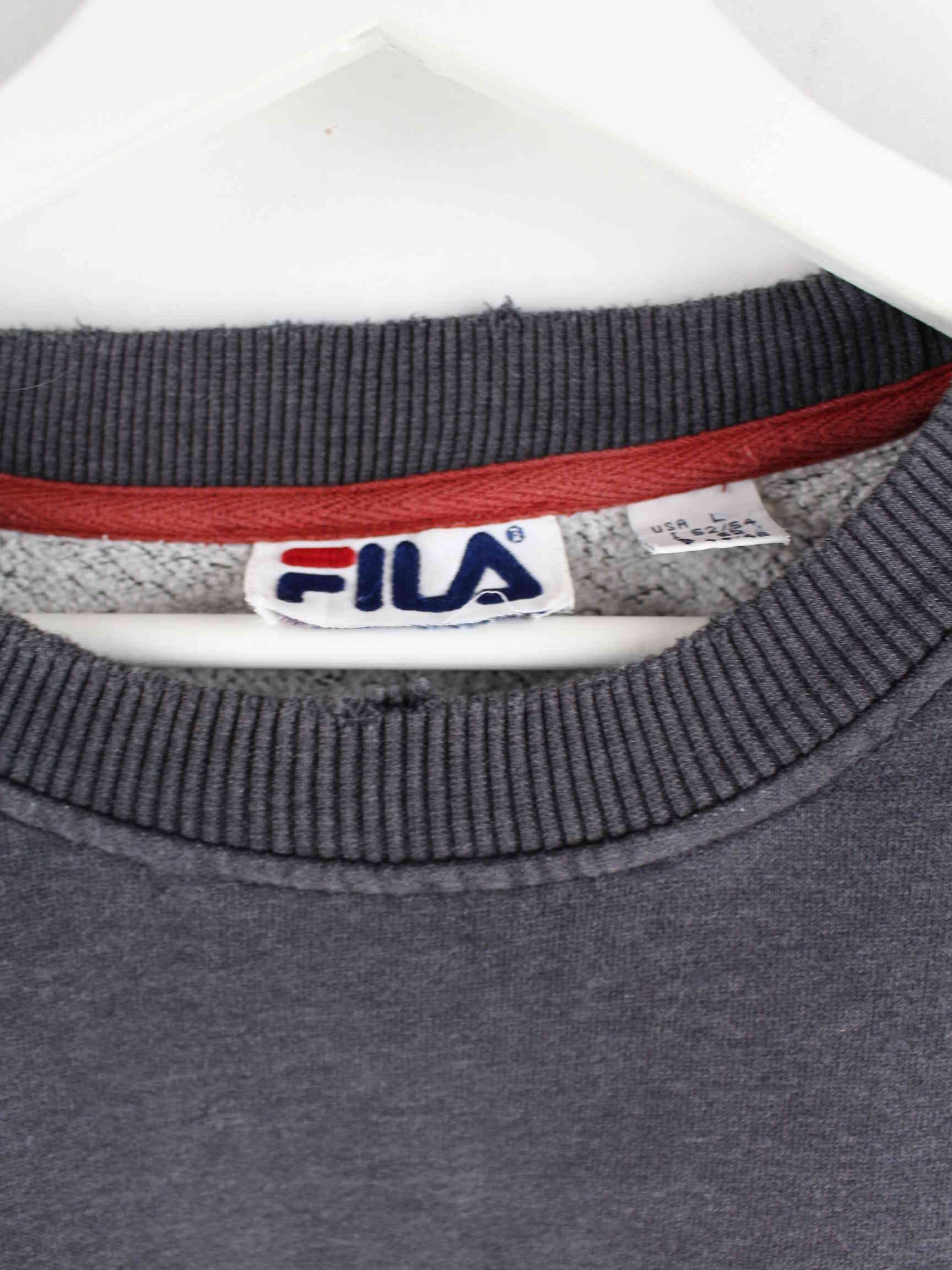 Fila 90s Vintage Embroidered Sweater Grau L (detail image 3)