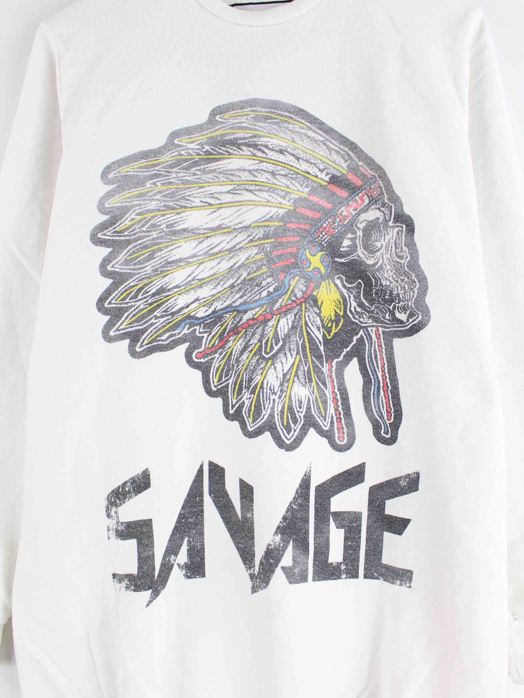 Vintage Oversized Savage Print Sweater Weiß L (detail image 1)