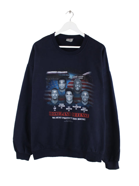 Jerzees 00s Homeland Defense Print Sweater Blau XL