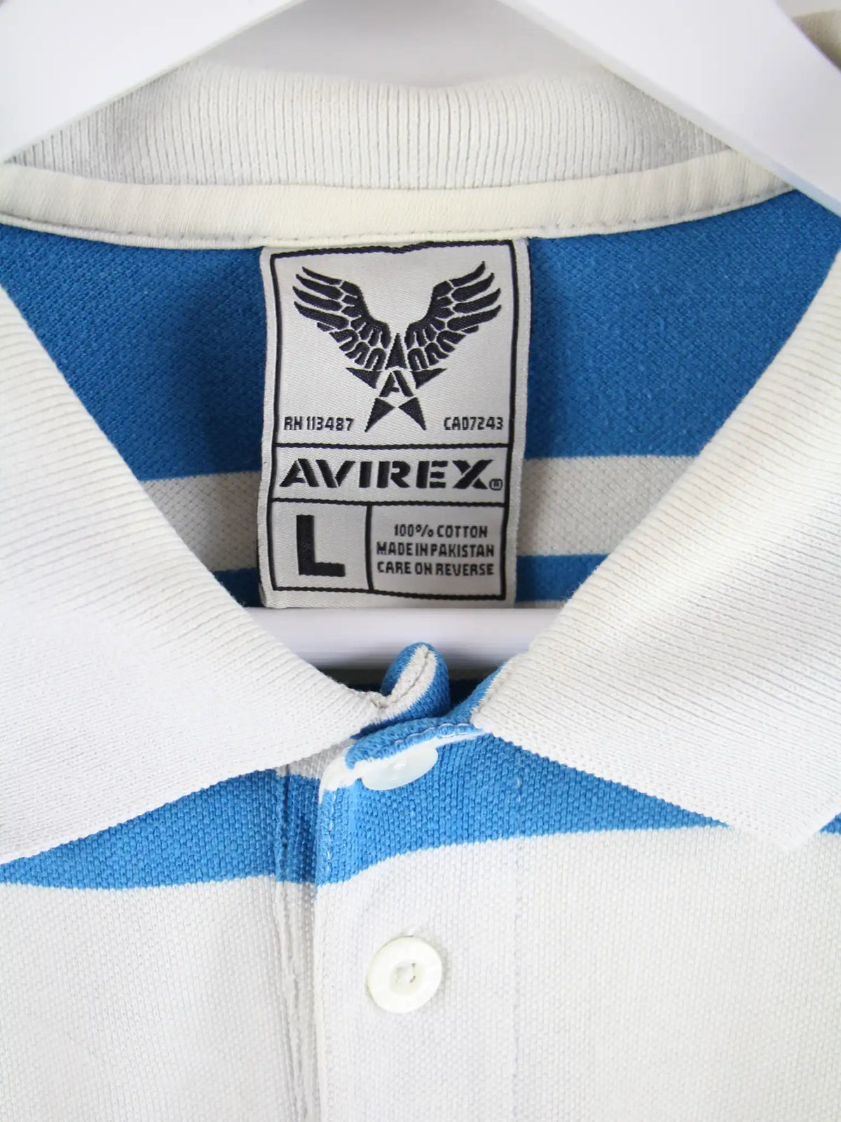 Avirex Polo Blau L – Etikett