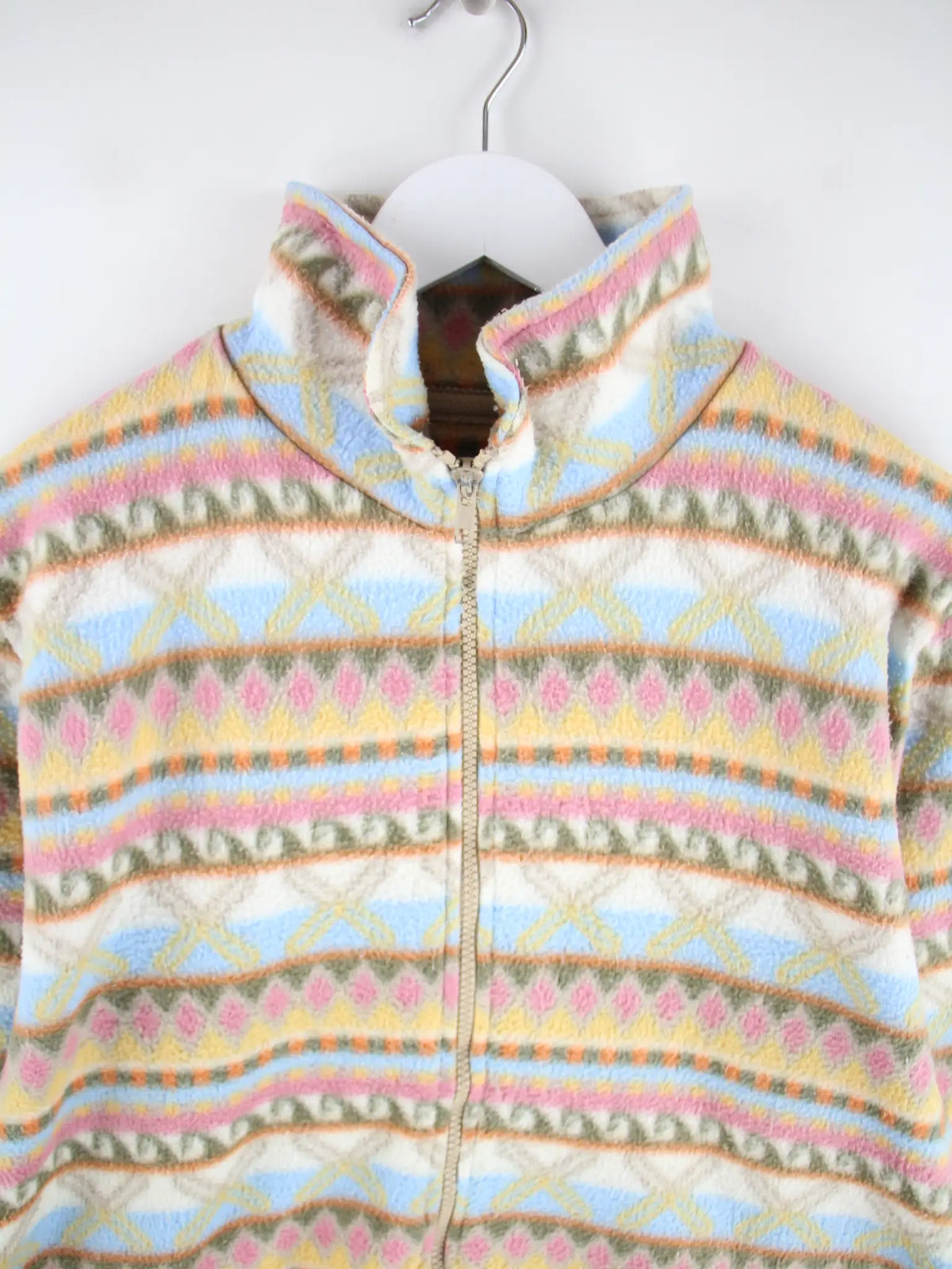 Vintage Fleece Mehrfarbig M – Detailansicht Vorderseite