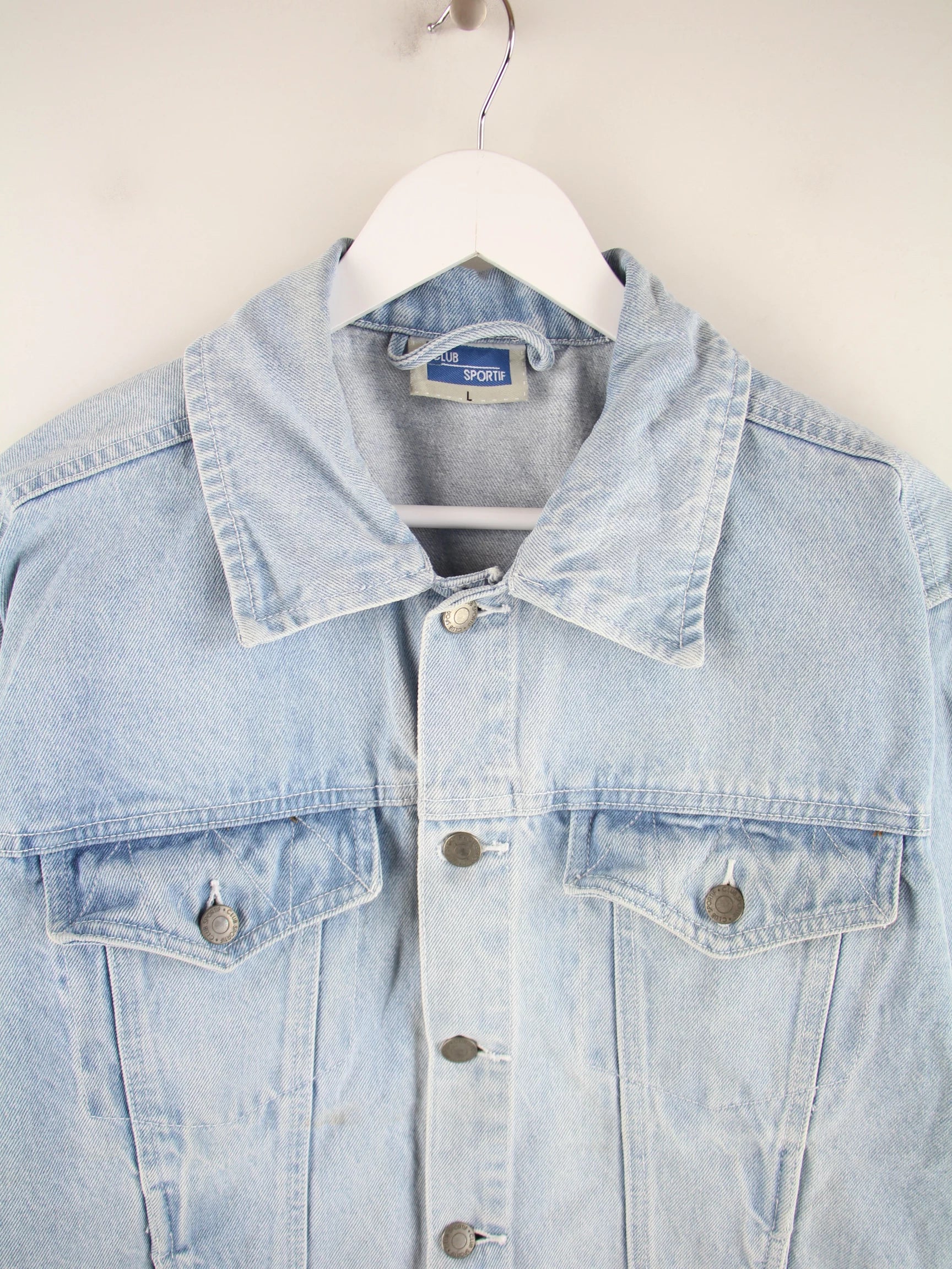 Vintage Jeansjacke Blau L – Detailansicht Vorderseite