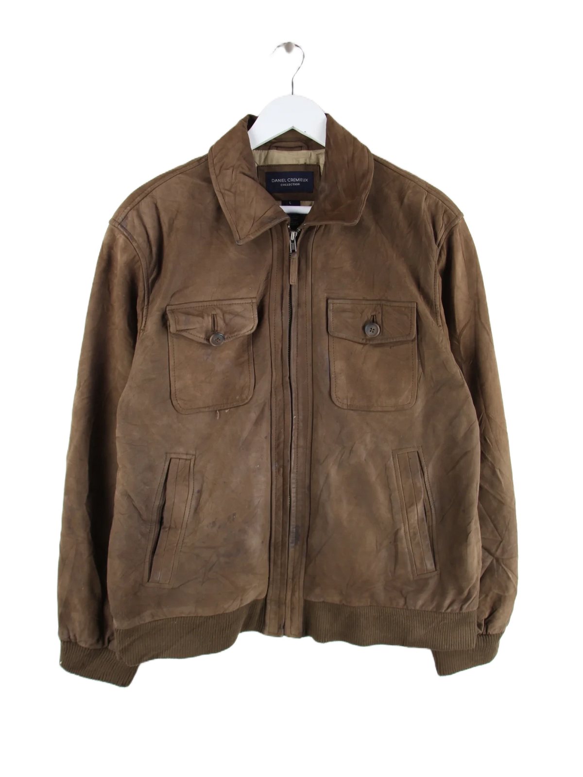 Vintage Lederjacke Braun L – Vorderseite