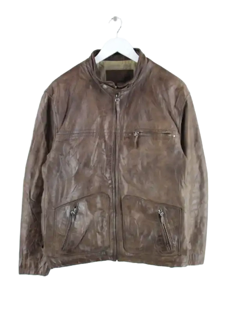 Vintage Lederjacke Braun M – Vorderseite