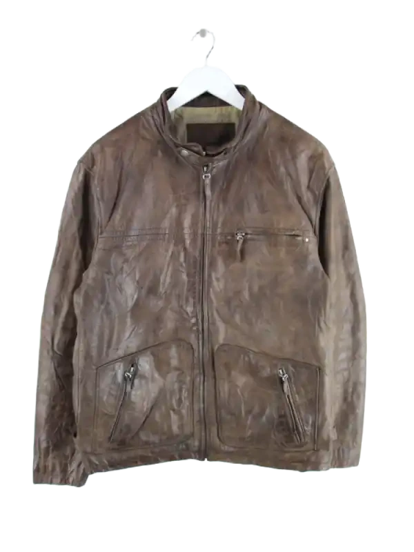 Vintage Lederjacke Braun L – Vorderseite