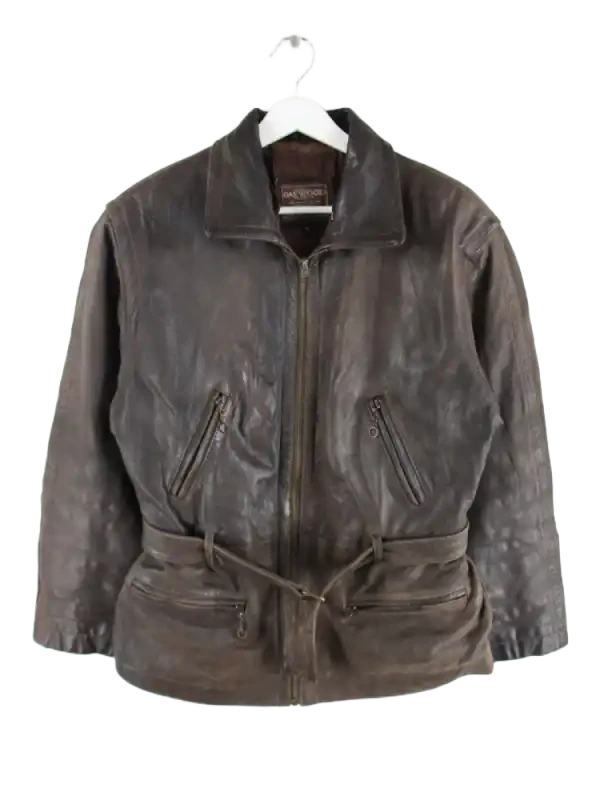 Vintage Lederjacke Braun S – Vorderseite