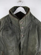 Vintage Lederjacke Grün XL – Detailansicht Vorderseite