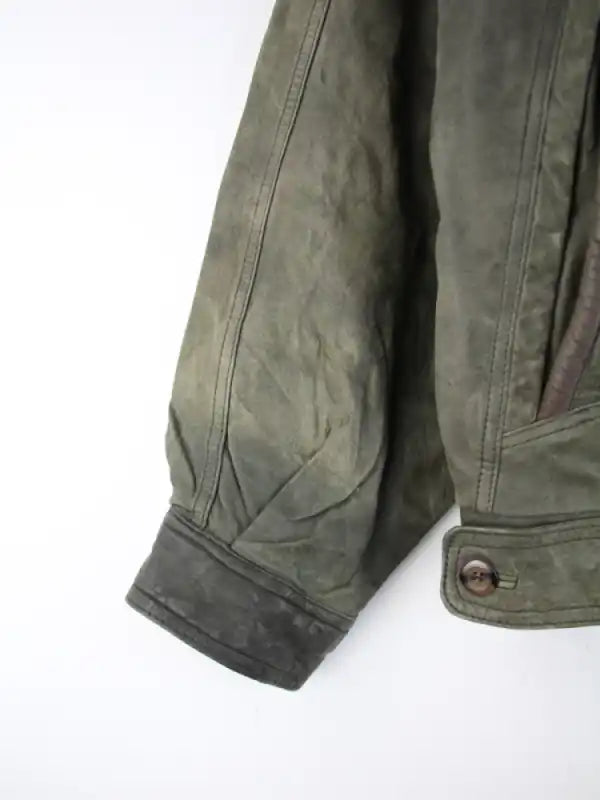 Vintage Lederjacke Grün XL – Detailbild 1