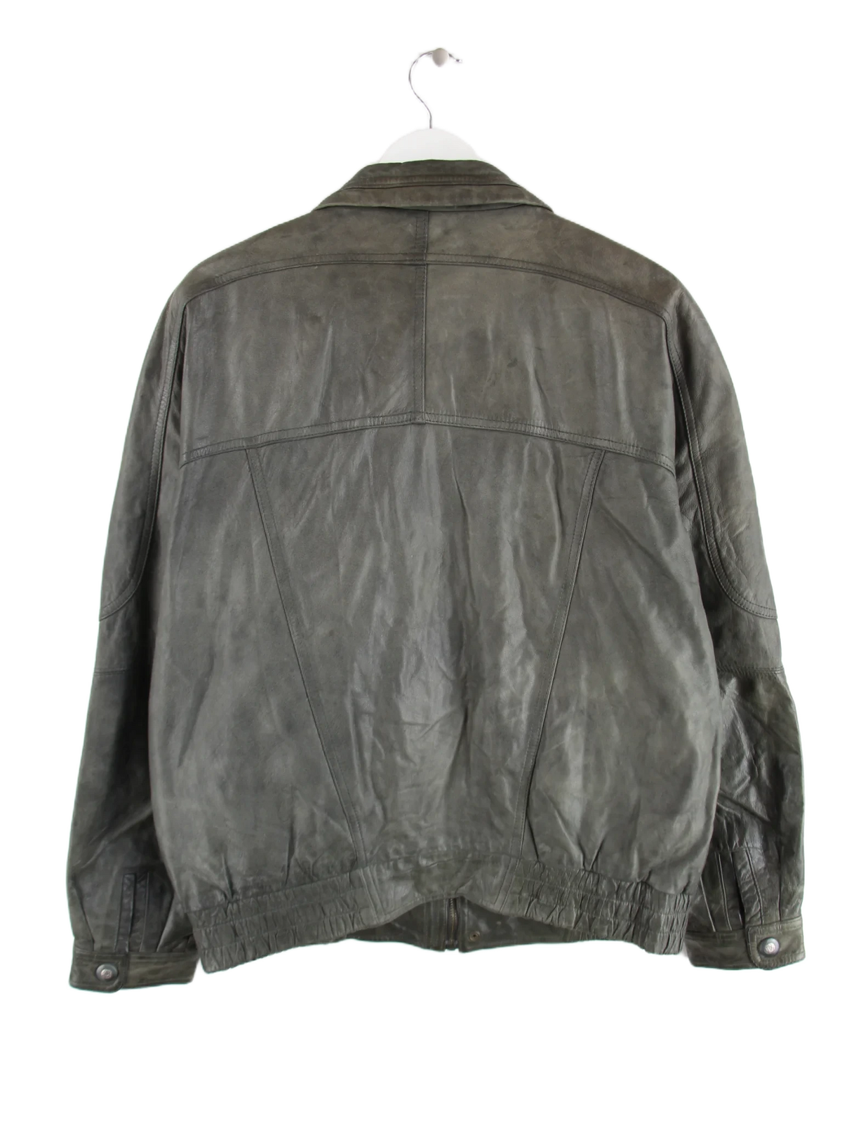 Vintage Lederjacke Grün L – Rückseite