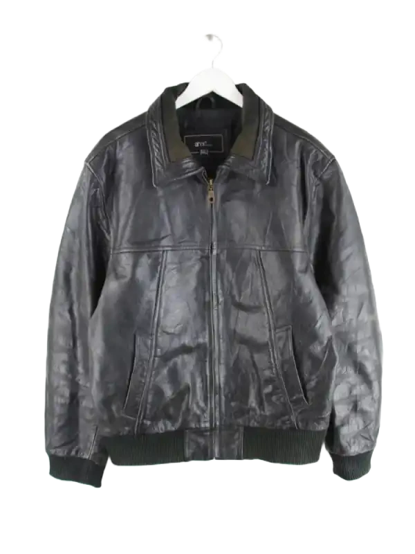 Vintage Lederjacke Schwarz XXL – Vorderseite