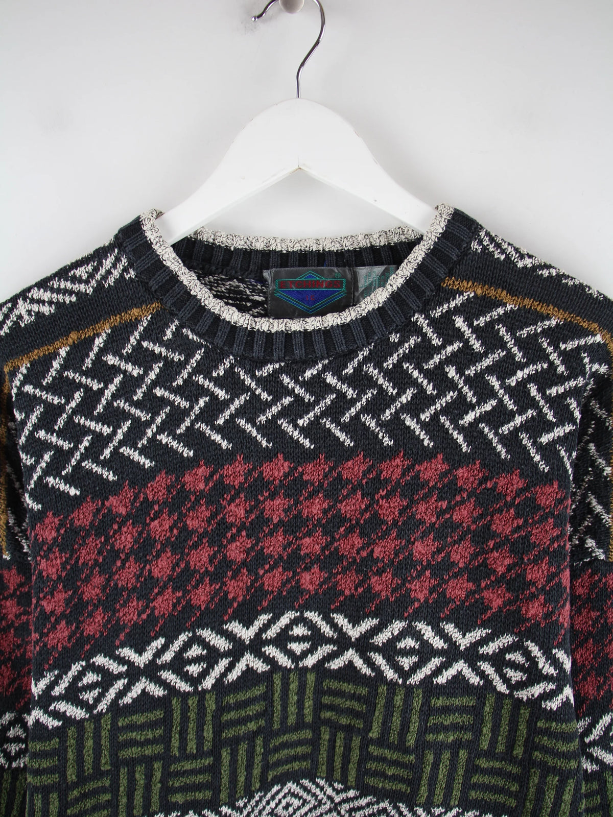 Vintage Pullover Mehrfarbig XL – Detailansicht Vorderseite