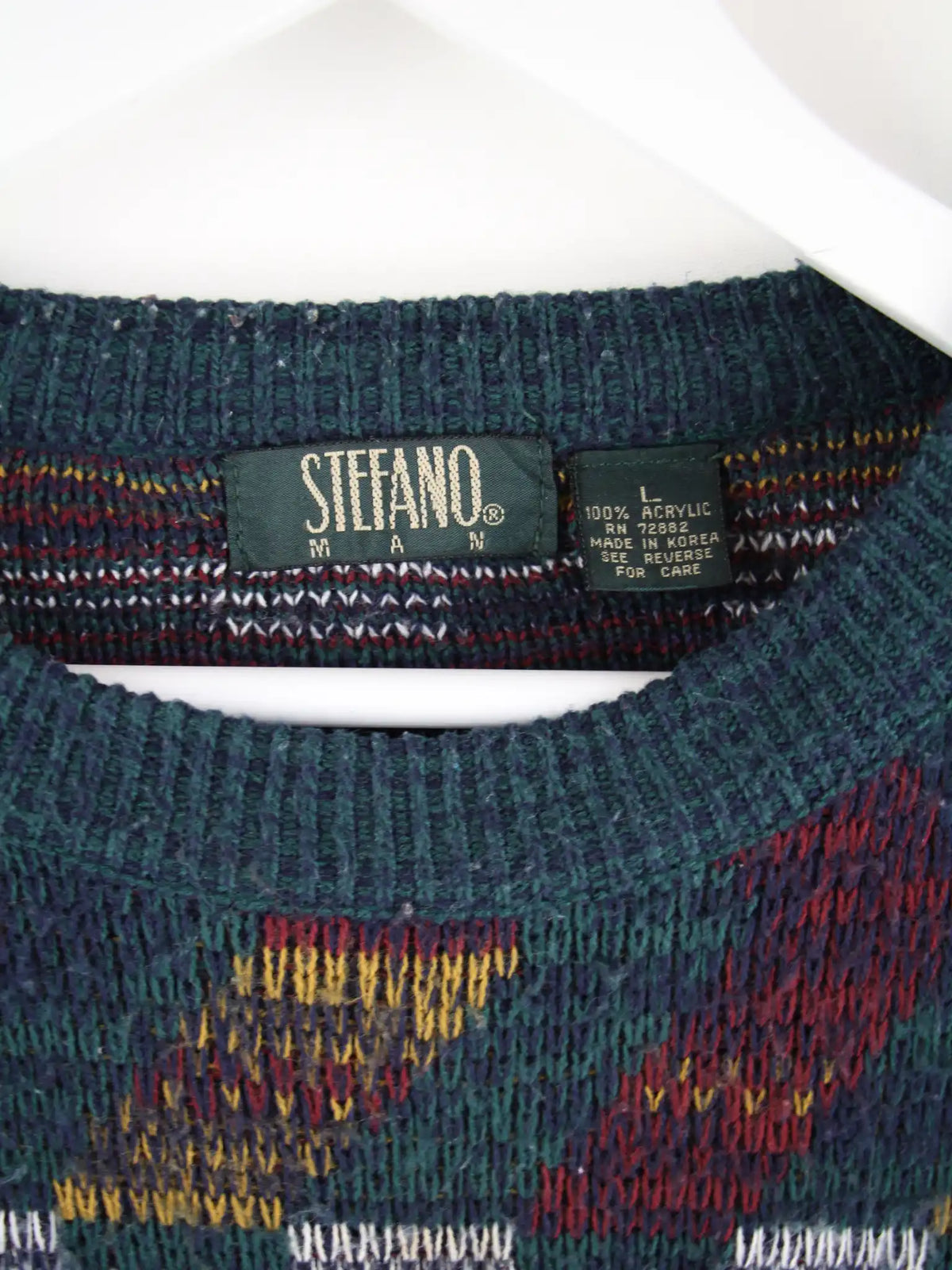Vintage Pullover Mehrfarbig L – Detailansicht Vorderseite