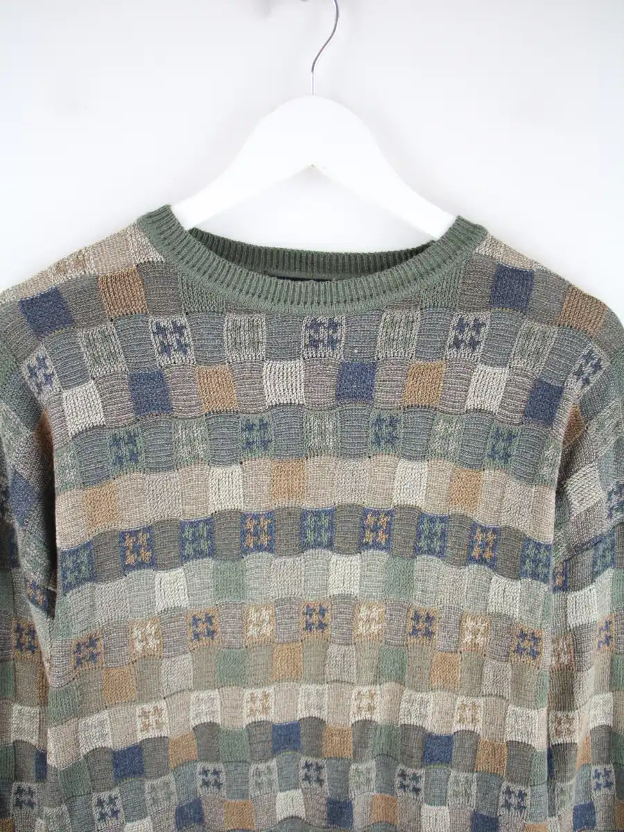 Vintage Pullover Mehrfarbig XXL – Detailansicht Vorderseite