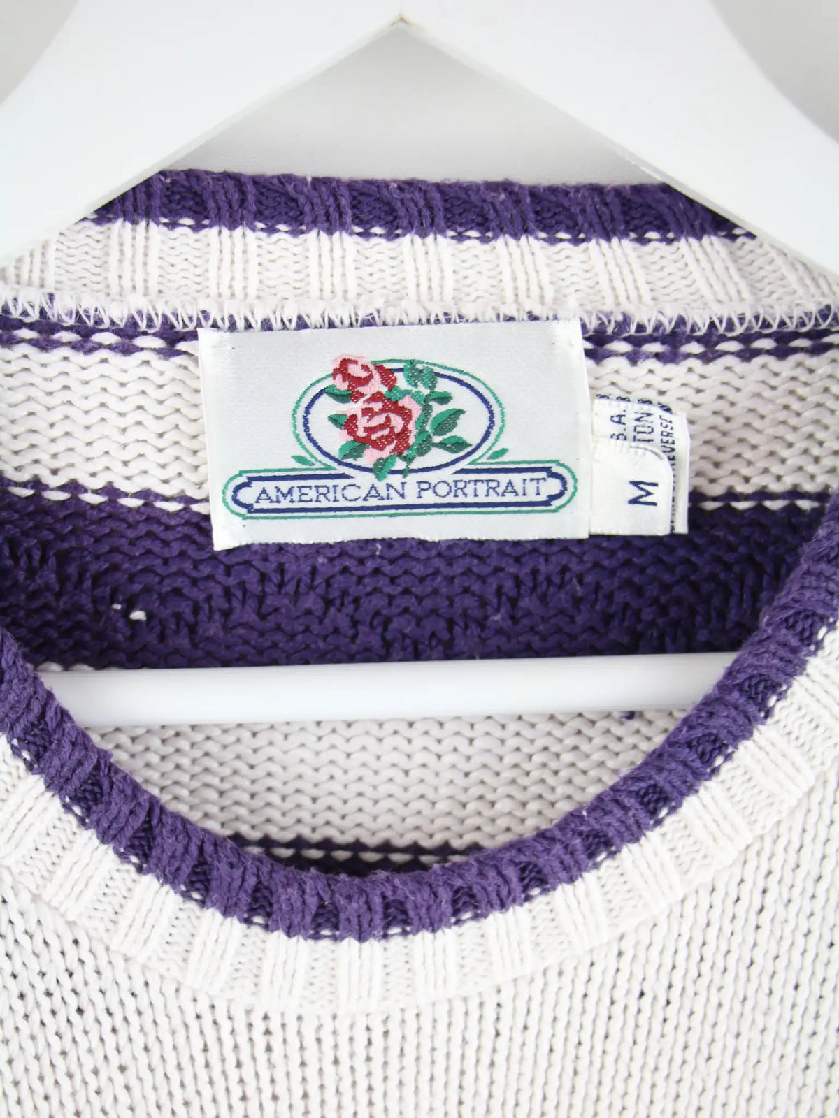 Vintage Pullover Weiß M – Etikett