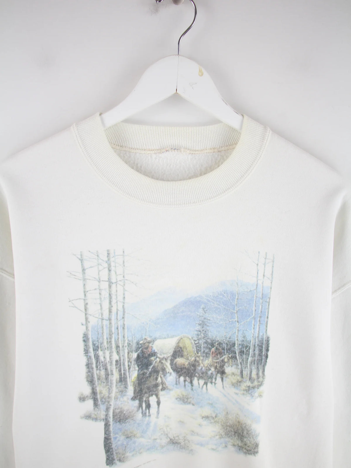 Vintage Sweater Weiß XL – Detailansicht Vorderseite