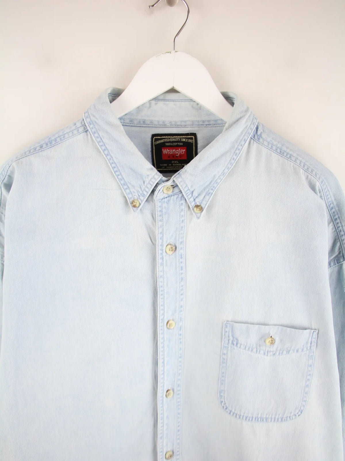 Wrangler Freizeit Hemd Blau XXL – Detailansicht Vorderseite