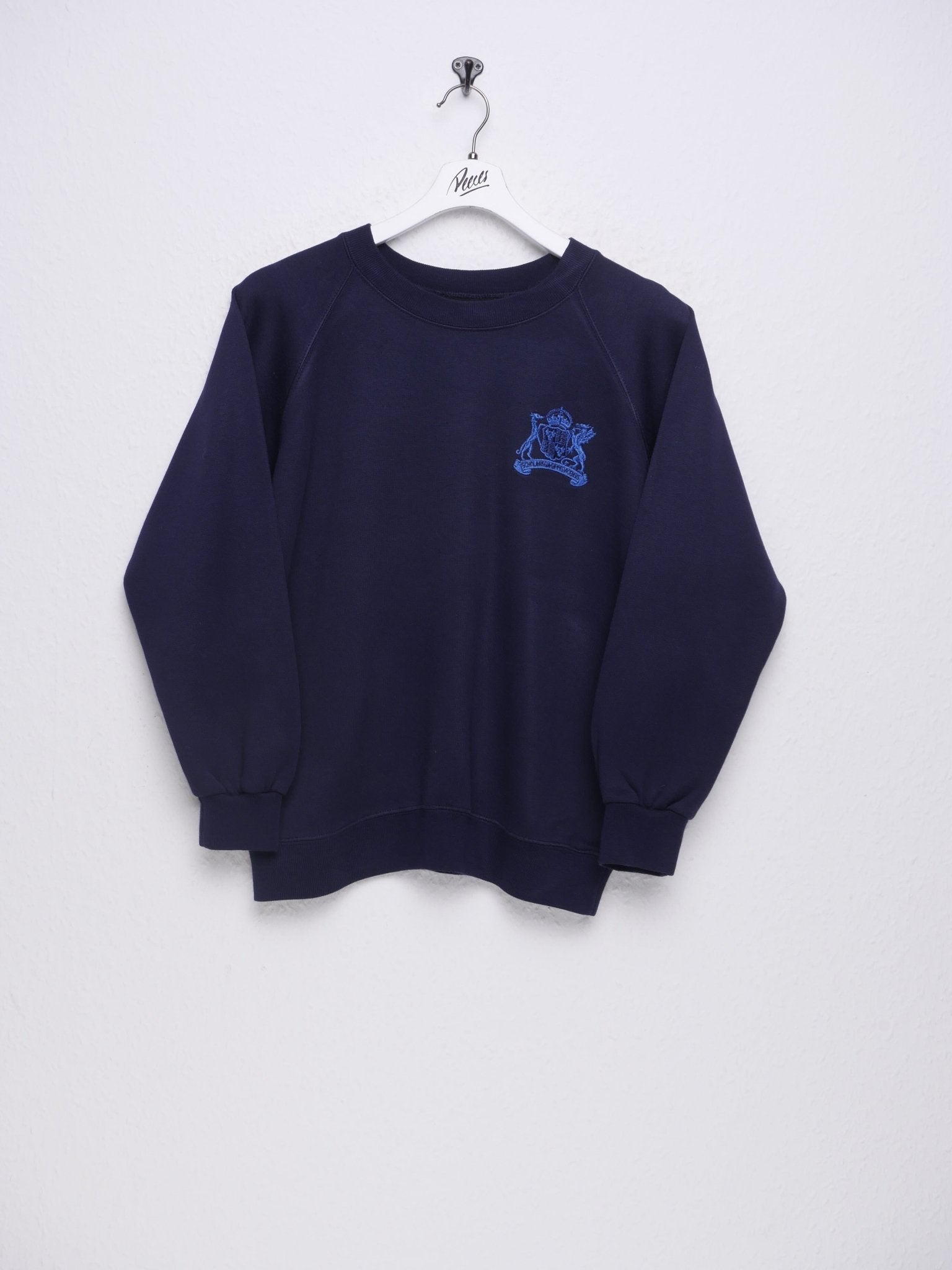 embroidered School Logo navy Sweater - Peeces