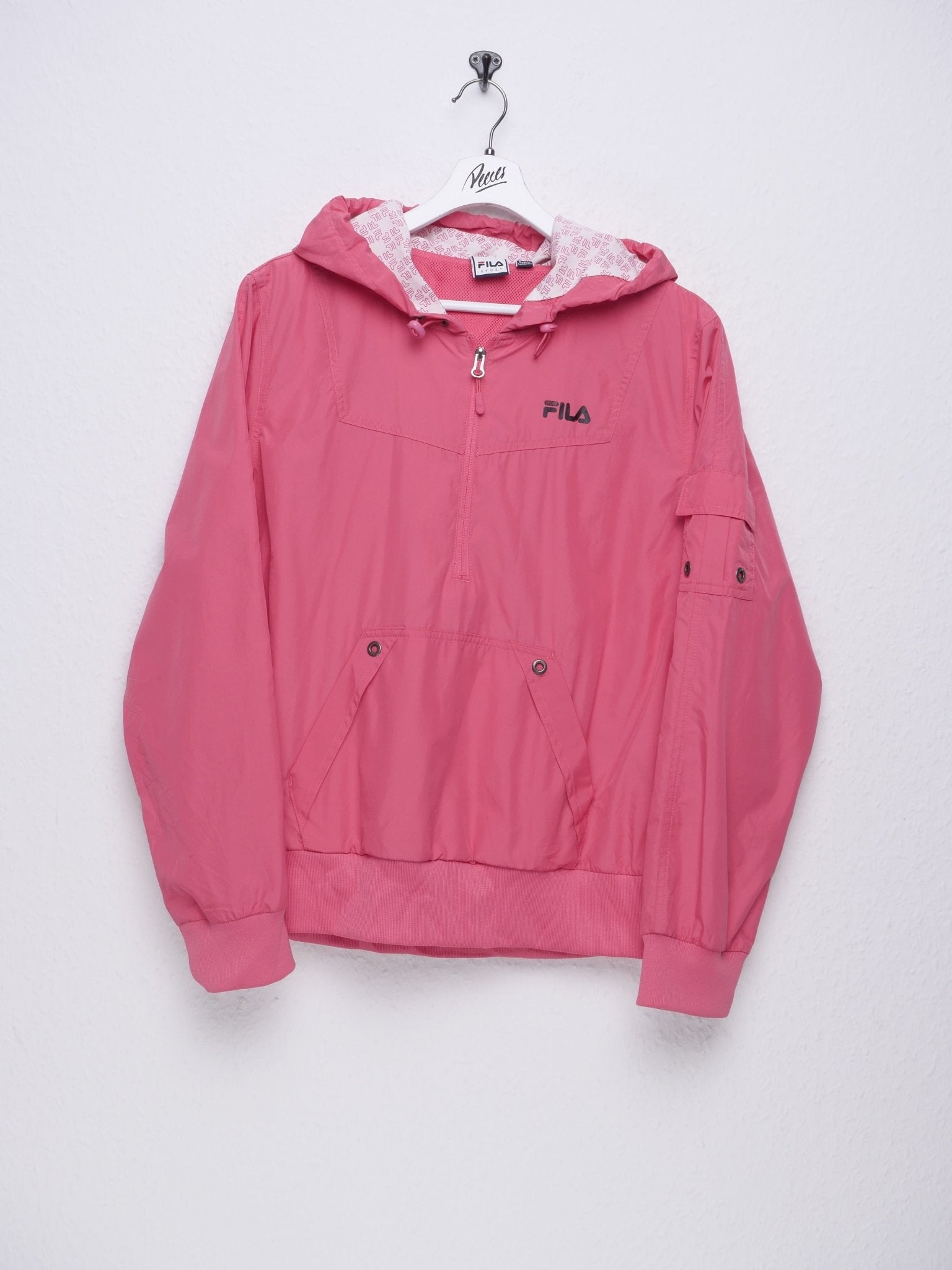 Fila Sport printed Logo pink Half Zip Track Jacke - Peeces