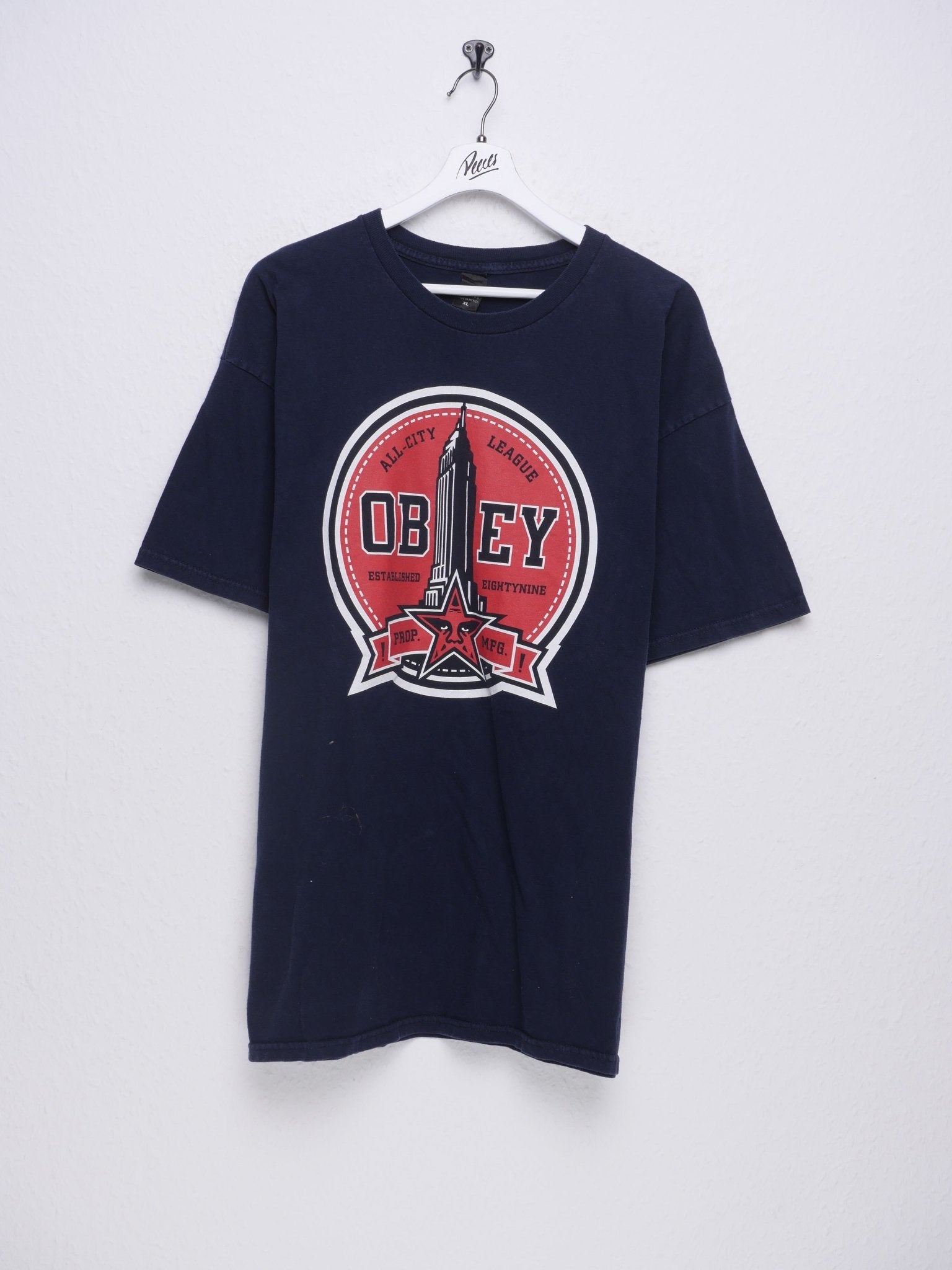 printed Big Logo Obey washed oversized Shirt - Peeces