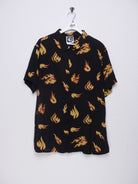 printed Flames Button Down Kurzarm Hemd - Peeces