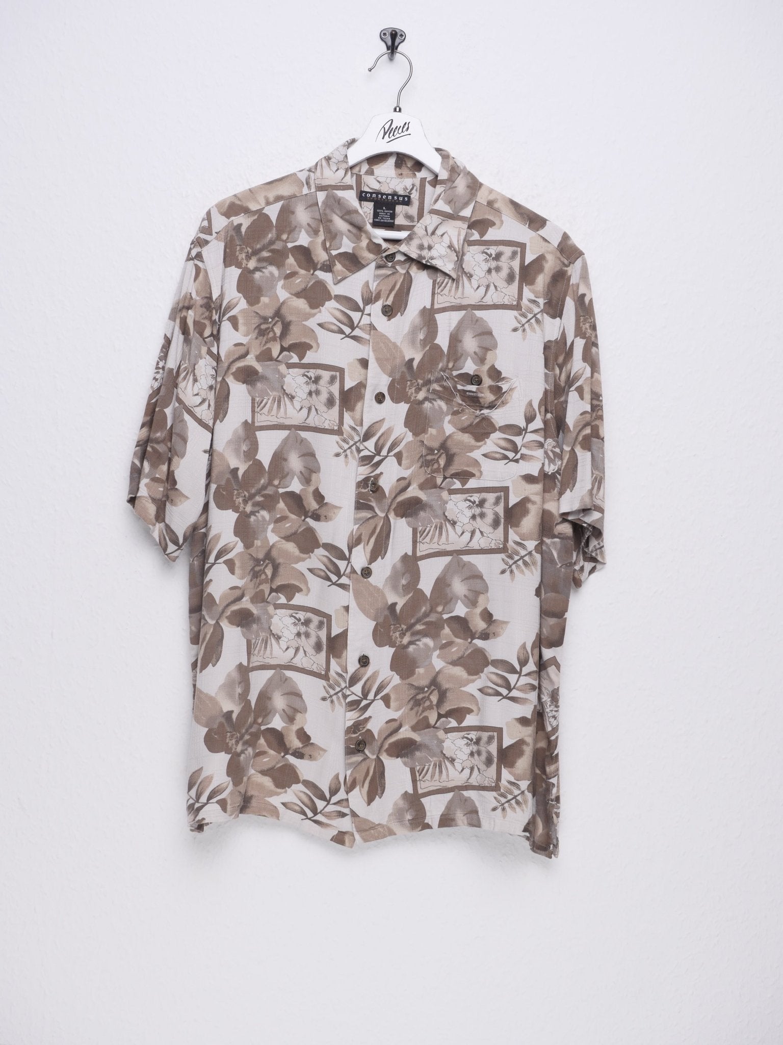 printed Hawaii Button Down Kurzarm Hemd - Peeces